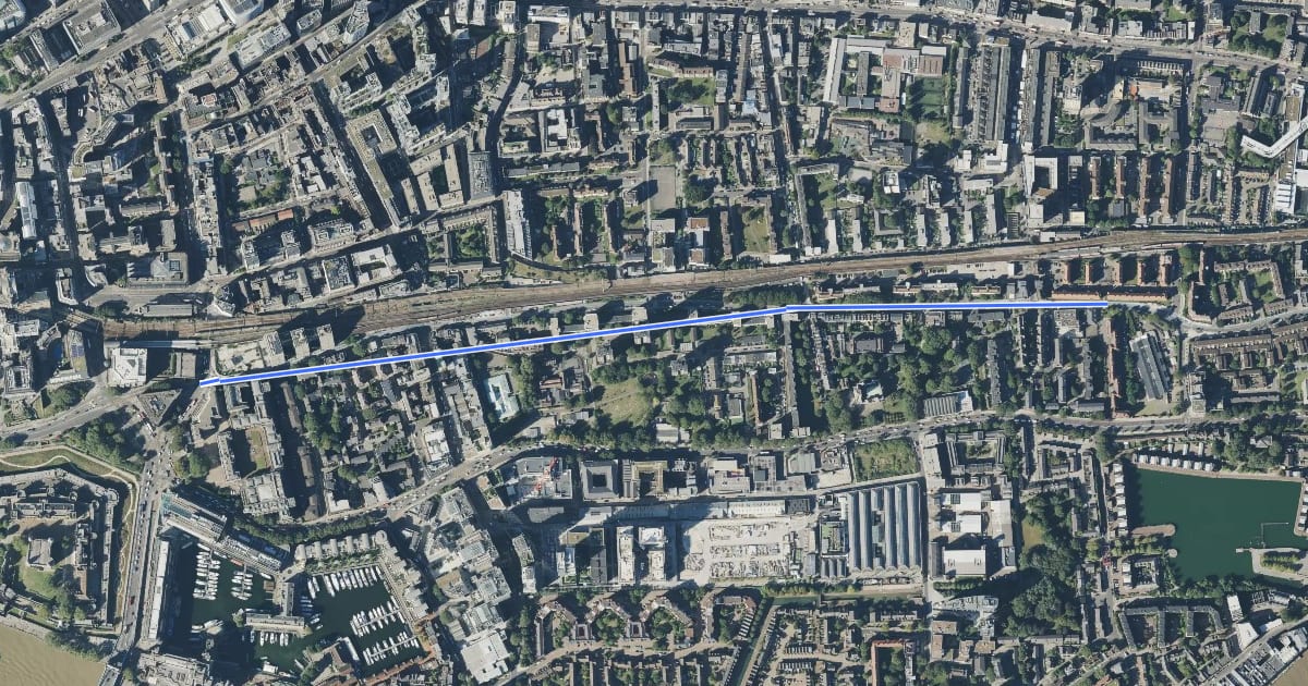 Маршрут Cycleway 3 на спутниковом снимке