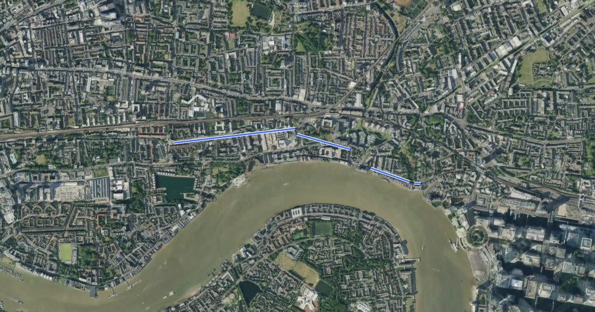 Маршрут Cycleway 3 на спутниковом снимке