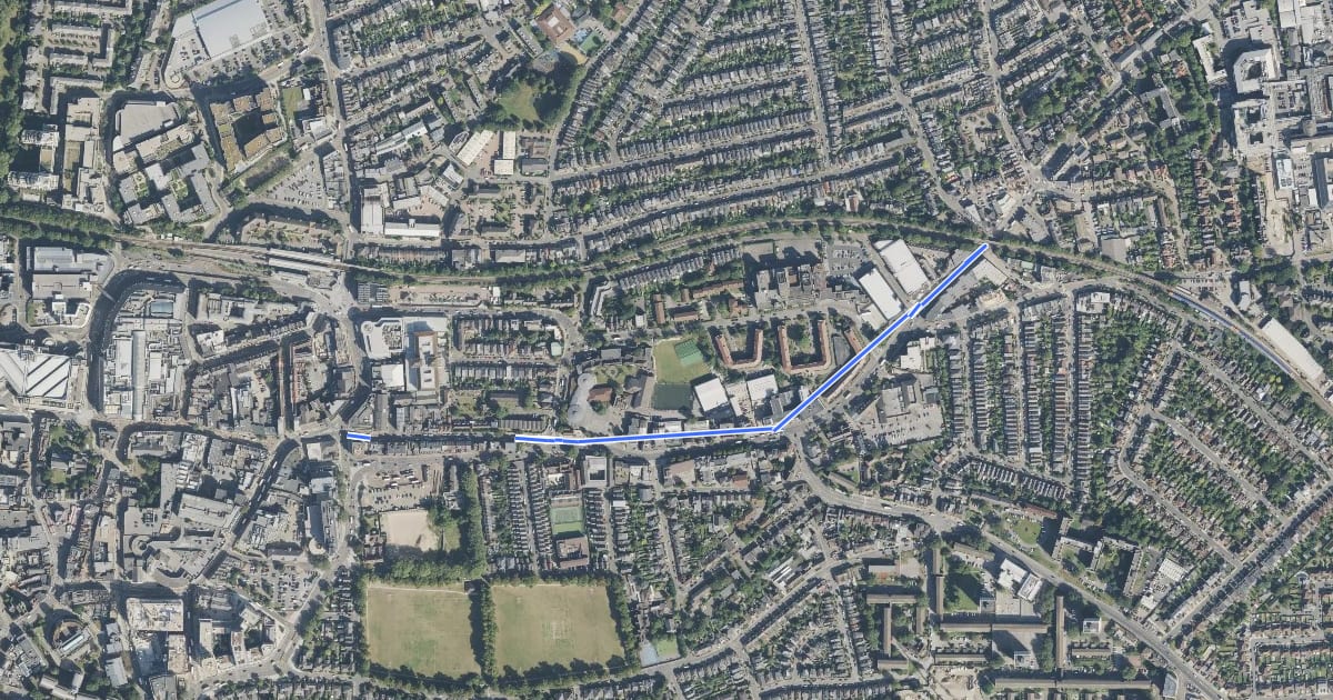 Маршрут Cycleway 30 на спутниковом снимке