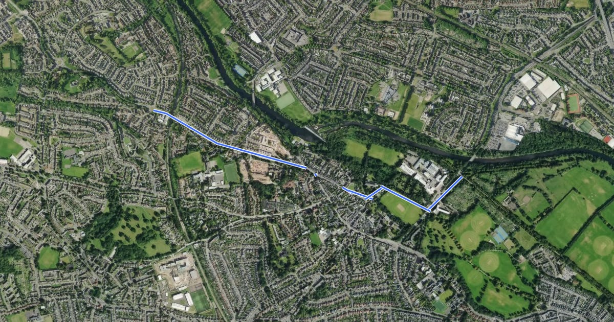 Маршрут Cycleway 4 (proposed) на спутниковом снимке