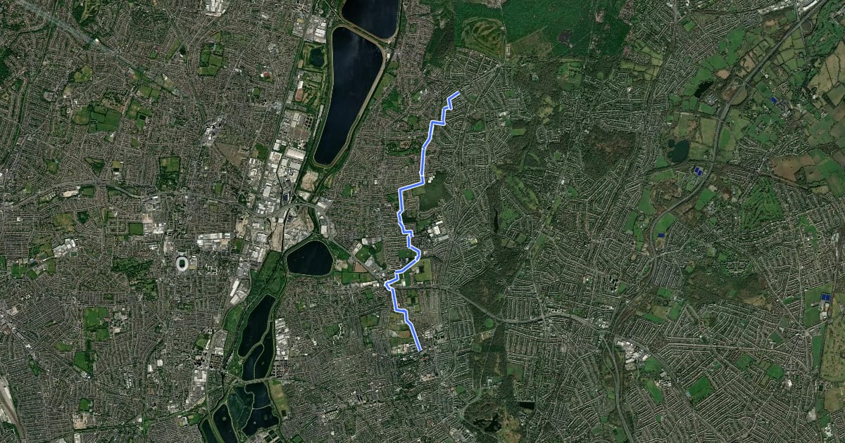Маршрут Cycleway 60 на спутниковом снимке