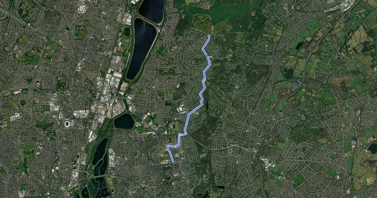 Маршрут Cycleway 61 на спутниковом снимке