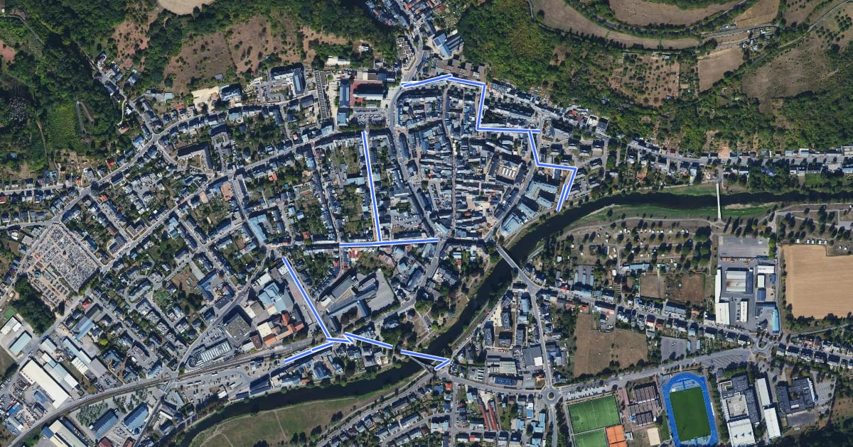 Маршрут Cycling Routes Diekirch на спутниковом снимке