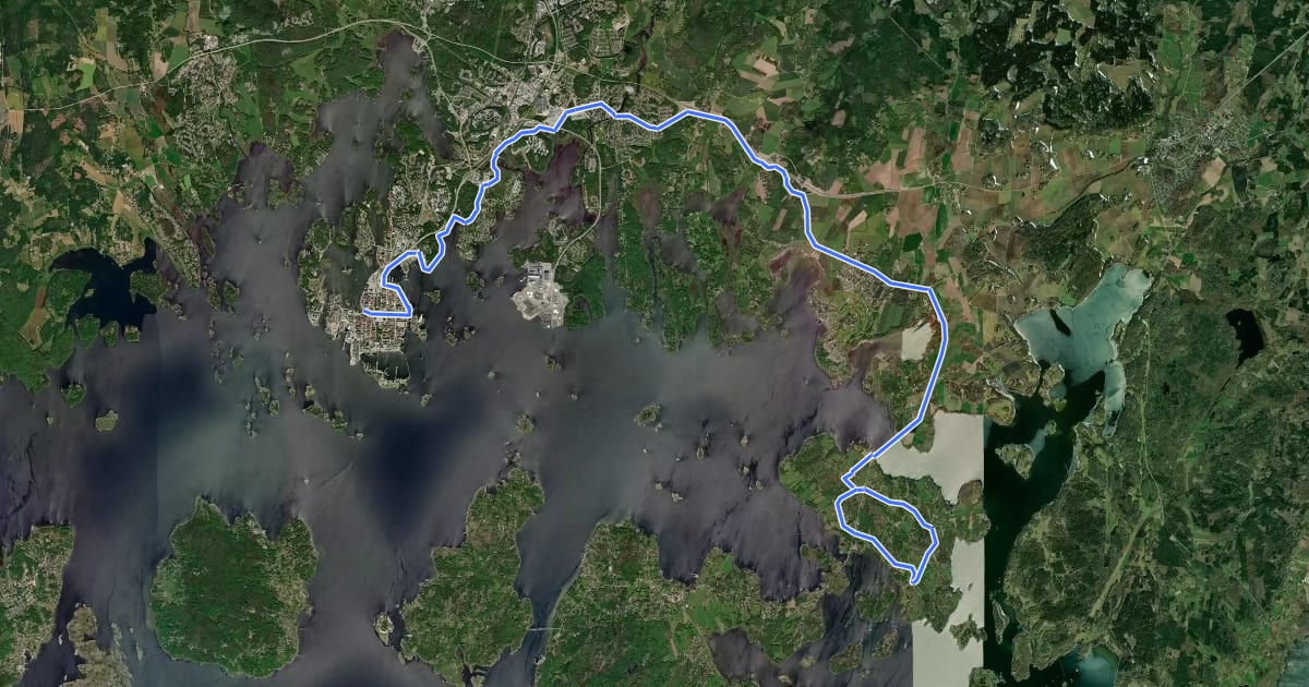 Маршрут Cykelled Karlskrona - Senoren на спутниковом снимке