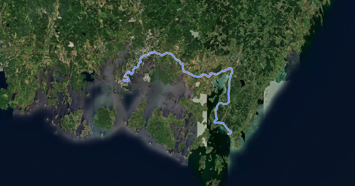 Маршрут Cykelled Karlskrona - Torhamn на спутниковом снимке