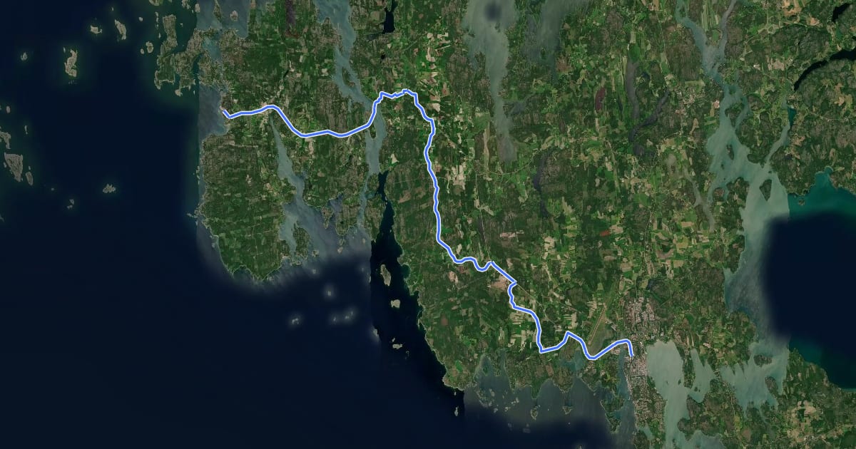 Маршрут Cykelled Mariehamn - Eckerö на спутниковом снимке