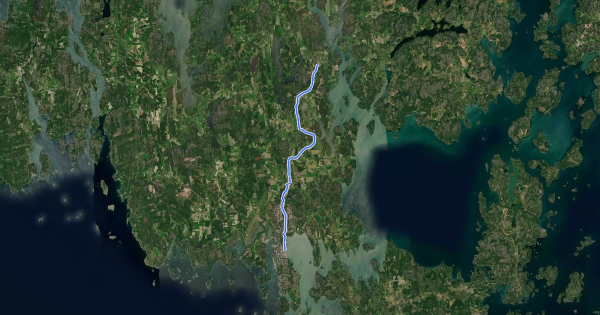 Маршрут Cykelled Mariehamn - Godby на спутниковом снимке