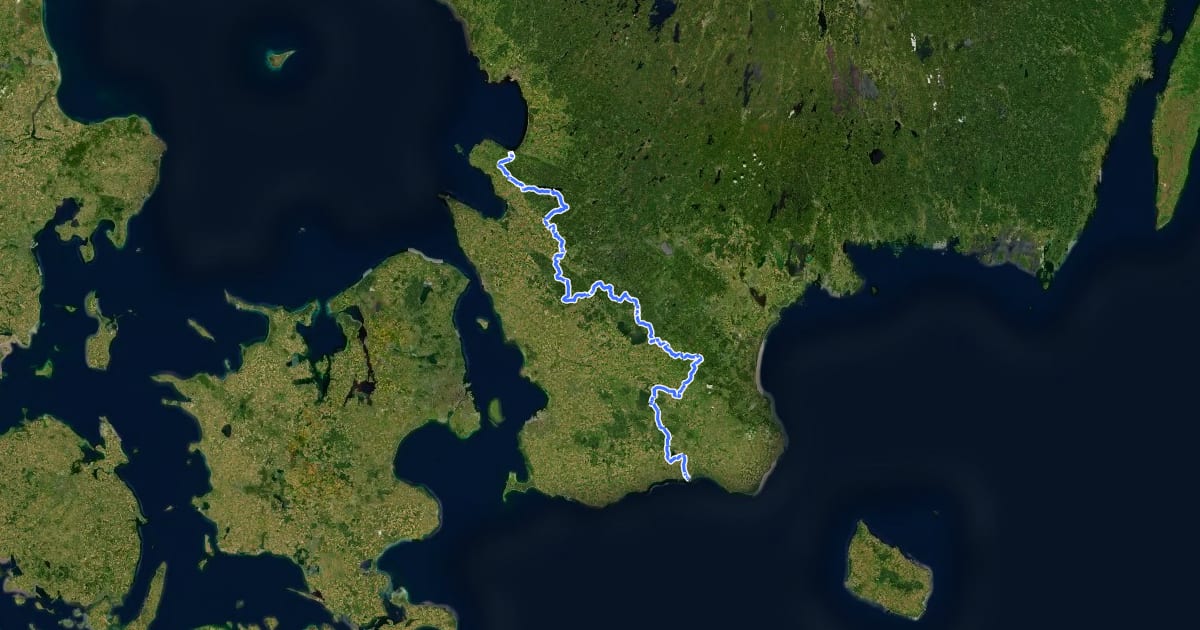 Маршрут Cykelleden Skåne на спутниковом снимке
