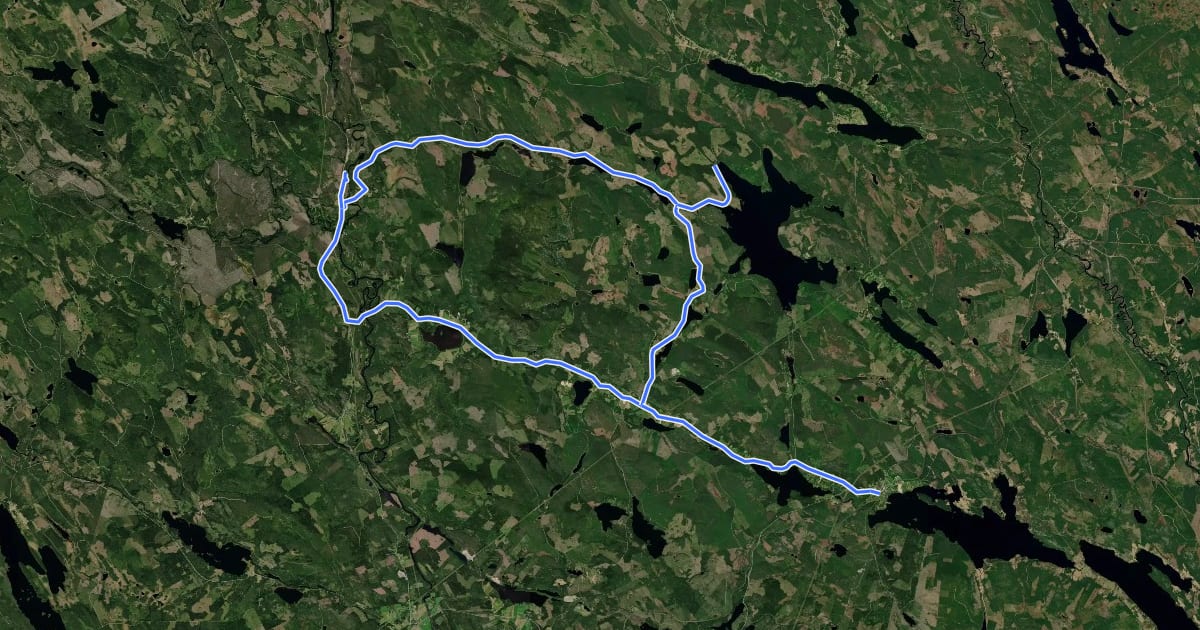 Маршрут Cykelrundtur från Kerstins Udde västerut 67 km на спутниковом снимке