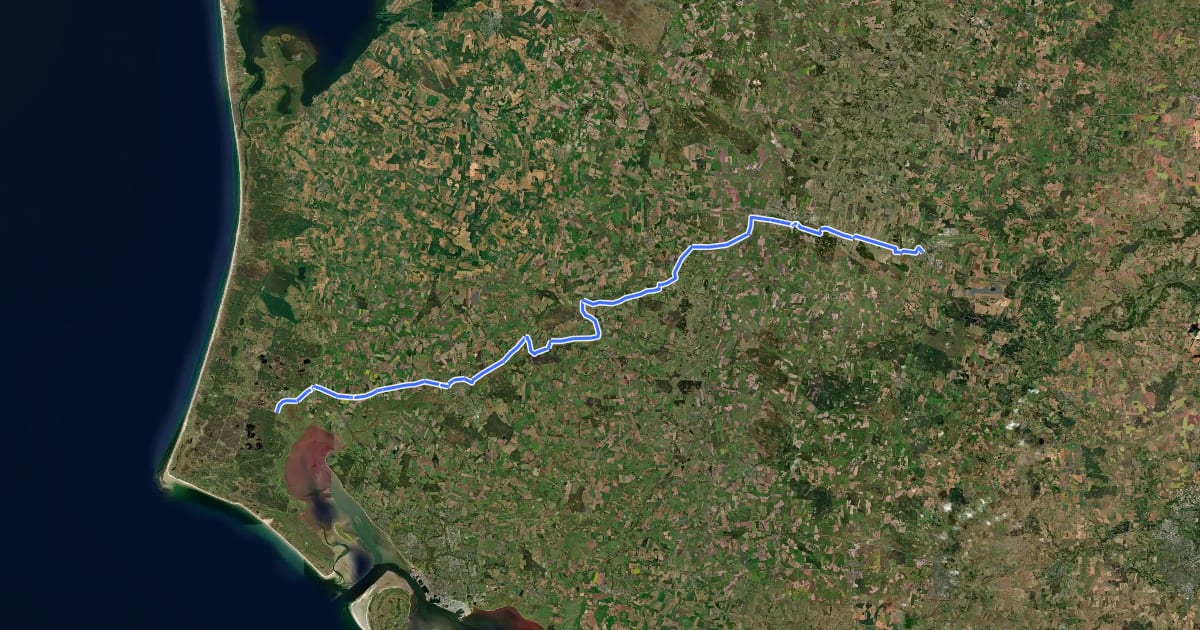 Маршрут Cykelrute 8 на спутниковом снимке