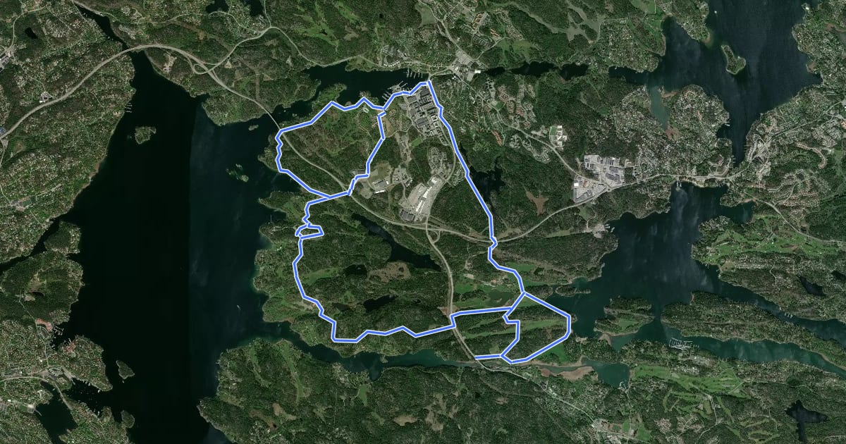 Маршрут Cykelslinga Farstalandet на спутниковом снимке