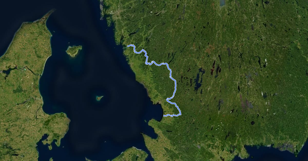 Маршрут Cykelspåret genom Hallands inland на спутниковом снимке