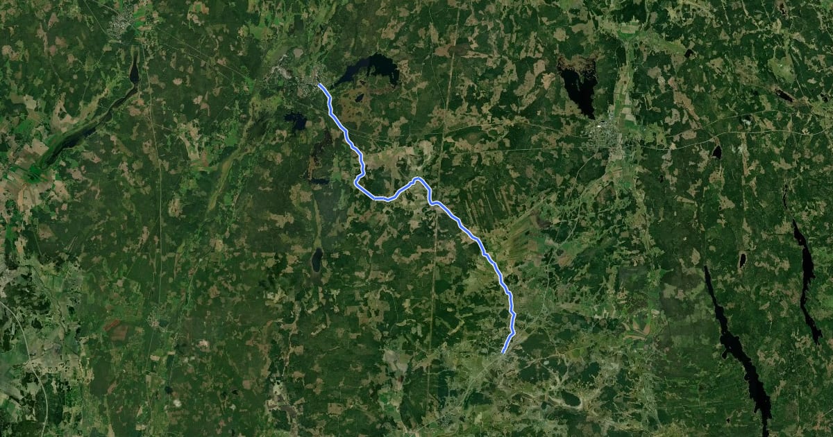 Маршрут Cykelspåret via Rimbo (10) на спутниковом снимке