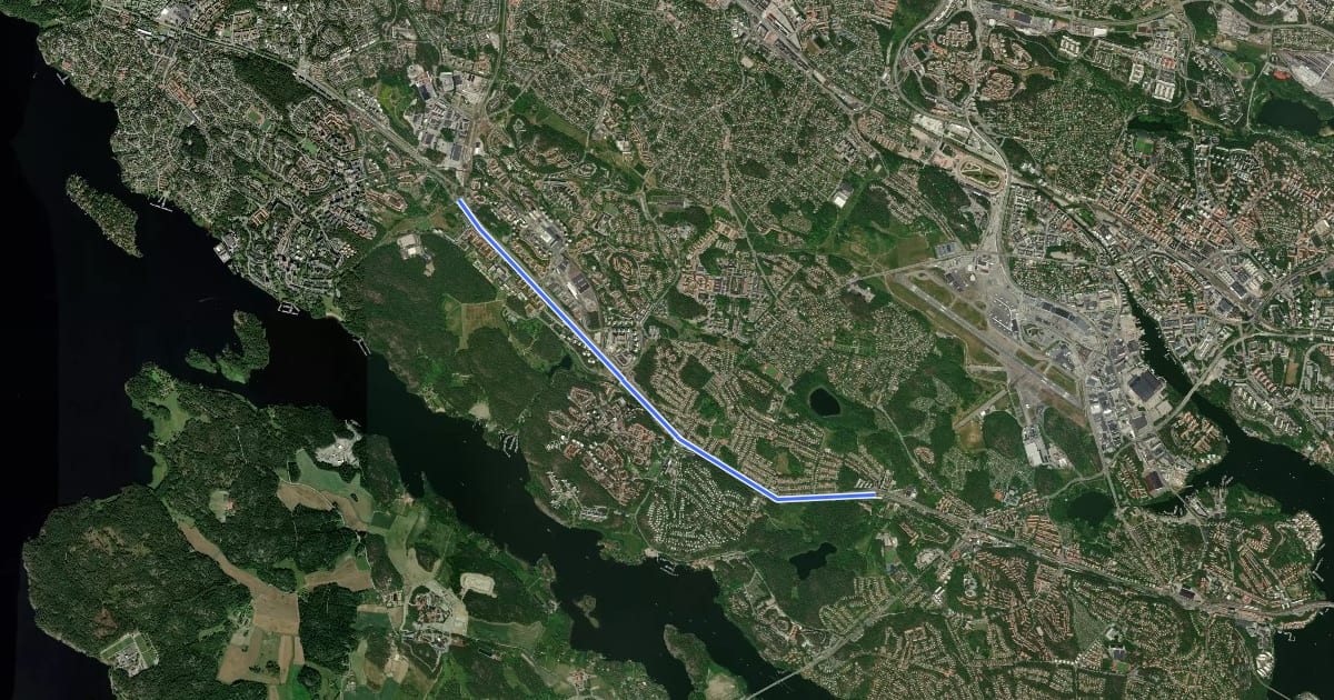 Маршрут Cykelstråk med extra hög standard на спутниковом снимке