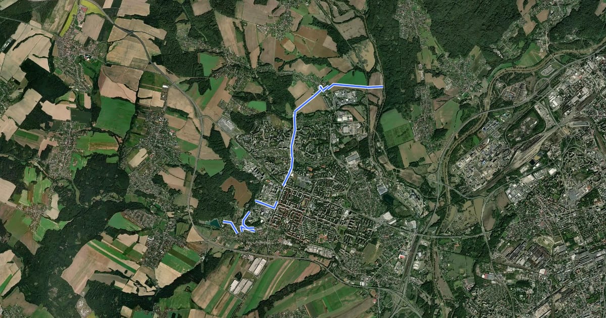 Маршрут Cyklotrasa "D" (Ostrava) на спутниковом снимке