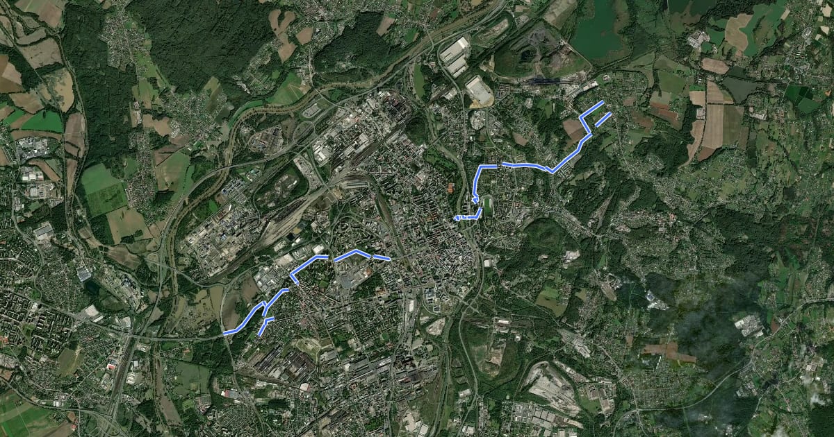 Маршрут Cyklotrasa "F" (Ostrava) на спутниковом снимке