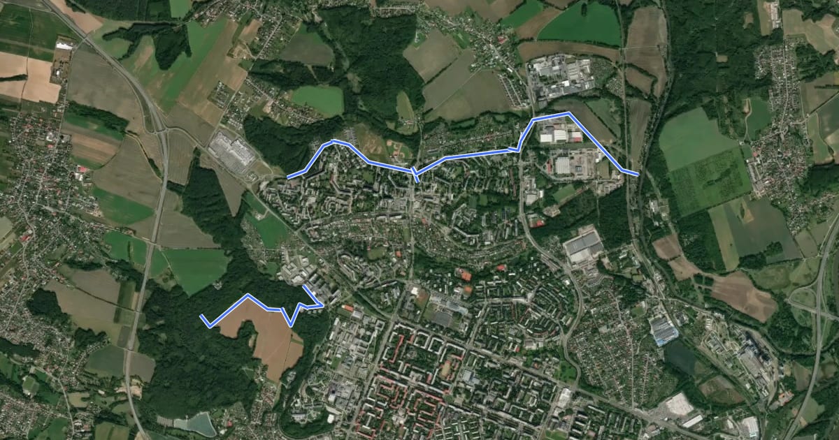 Маршрут Cyklotrasa "Q" (Pustkovec) на спутниковом снимке