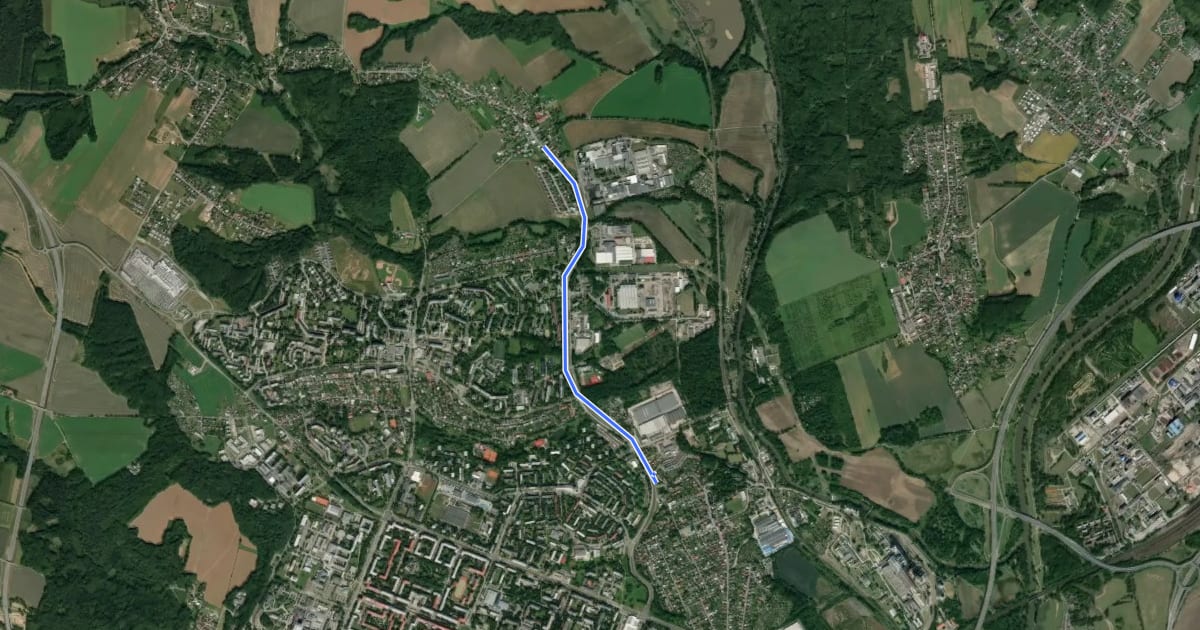 Маршрут Cyklotrasa "T" (Třebovice) на спутниковом снимке