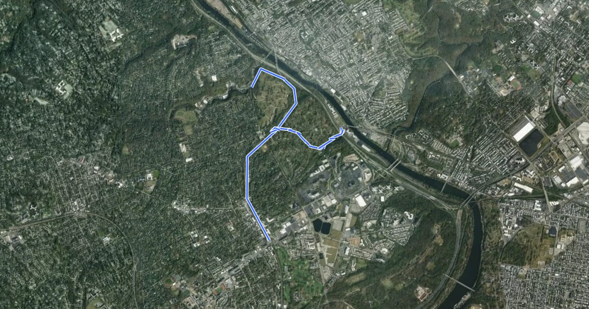 Маршрут Cynwyd Heritage Trail на спутниковом снимке