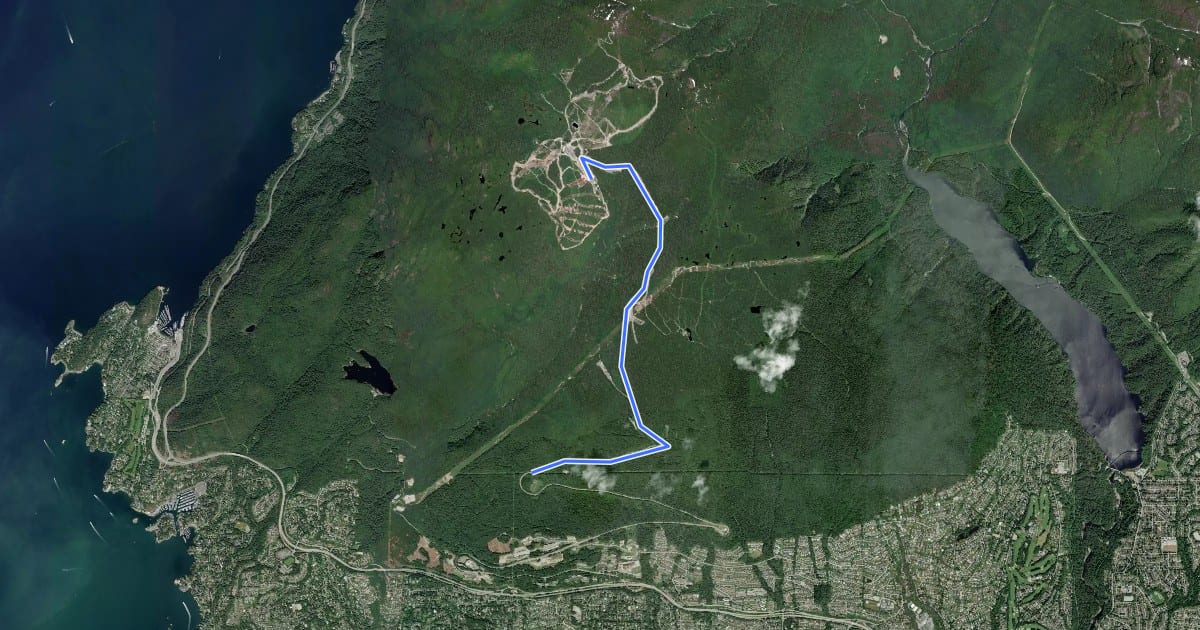 Маршрут Cypress Bowl Road на спутниковом снимке