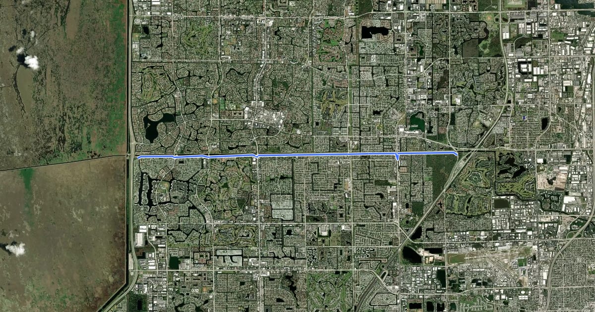 Маршрут Cypress Creek Greenway на спутниковом снимке