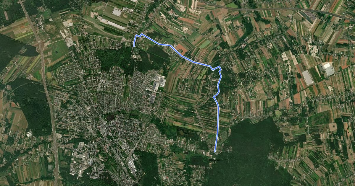 Маршрут Łącznikowy Agroturystyczny Szlak Rowerowy Gminy Zgierz на спутниковом снимке