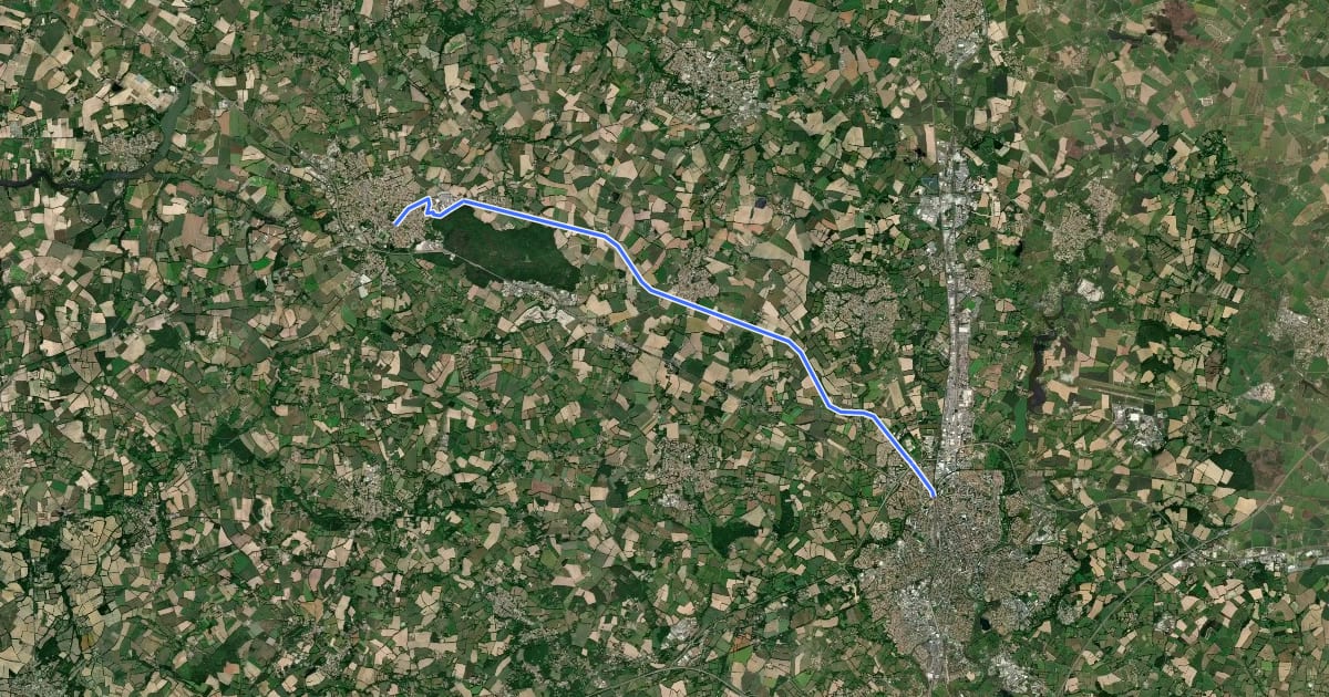 Маршрут D'Aizenay à la Roche-sur-Yon на спутниковом снимке