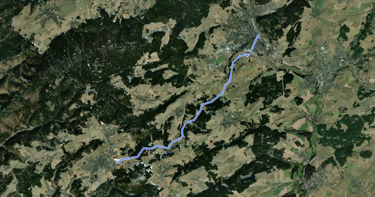 Маршрут Döbraberg Radweg на спутниковом снимке