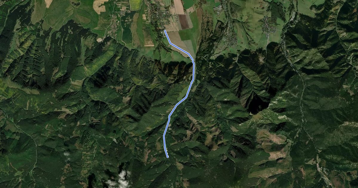 Маршрут Dúbravský banský chodník на спутниковом снимке