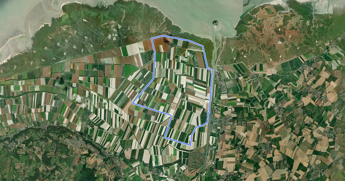 Маршрут Découverte des polders на спутниковом снимке