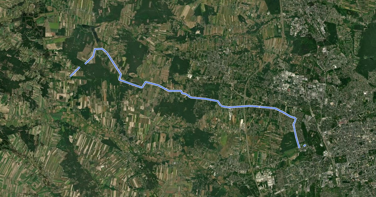 Маршрут Łódź Malanów на спутниковом снимке