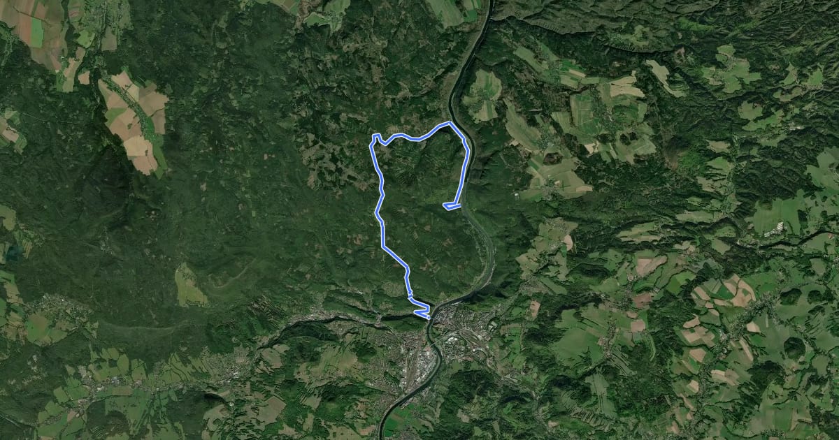 Маршрут [Ž] Děčín - Čertova voda на спутниковом снимке