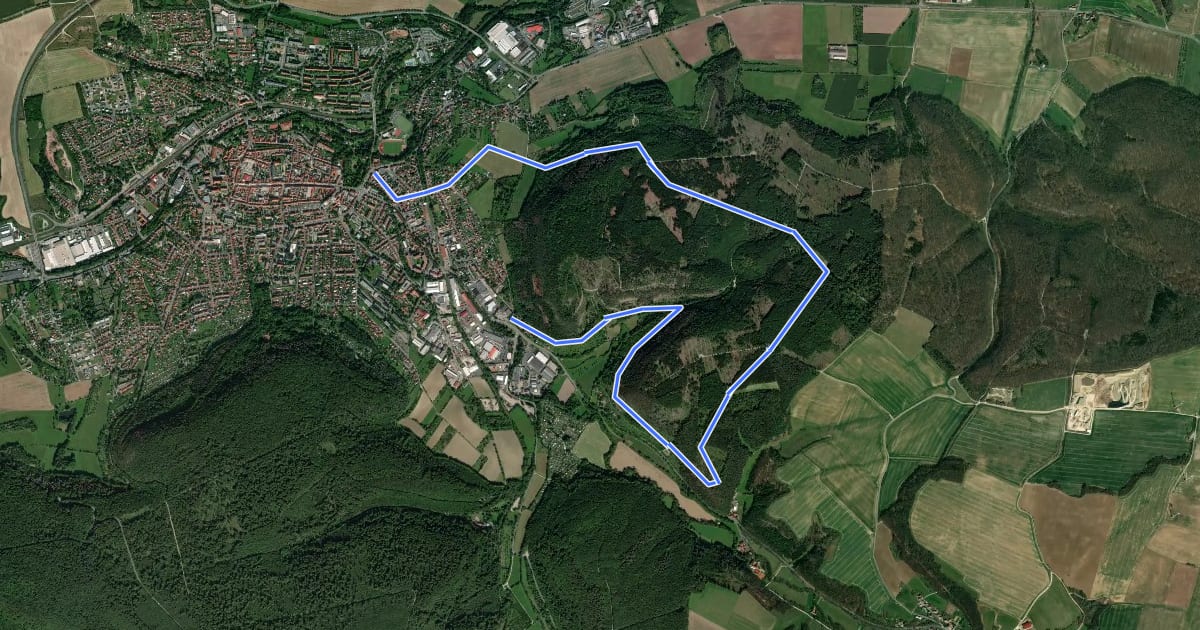 Маршрут Dün Rundwanderweg (Gelber Balken) на спутниковом снимке