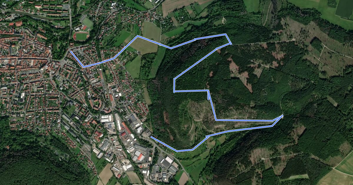 Маршрут Dün Rundwanderweg (Grüner Balken) на спутниковом снимке