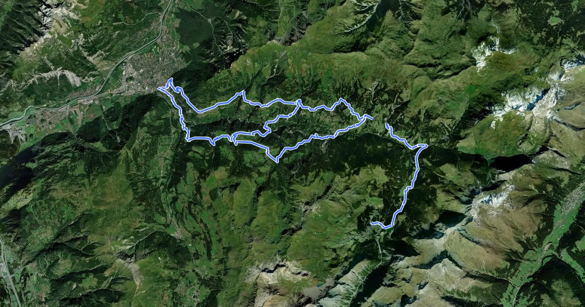 Маршрут Dörferweg Schanfigg на спутниковом снимке