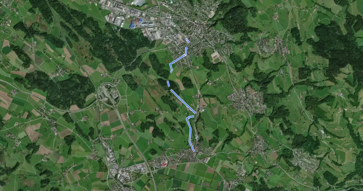 Маршрут Dürnten - Hinwil на спутниковом снимке