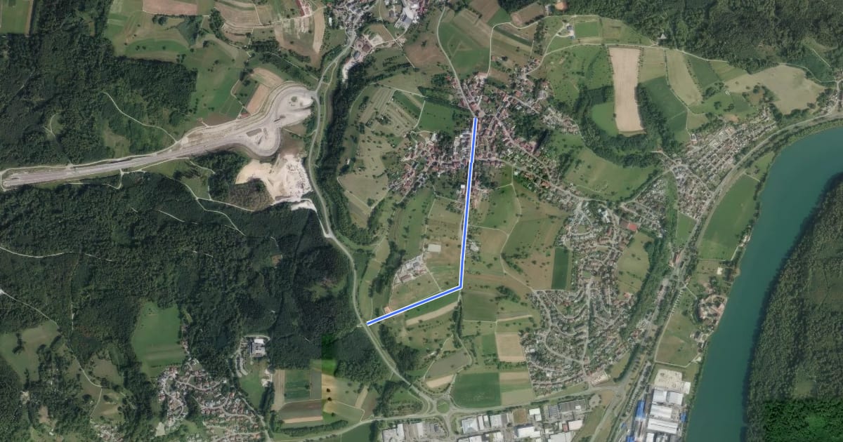 Маршрут Dürrenbach Brücke - Karsau Altes Rathaus на спутниковом снимке