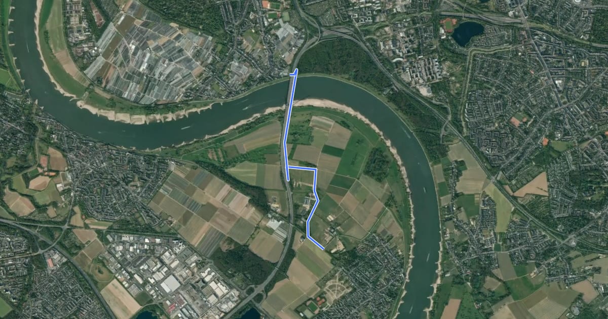 Маршрут Düsseldorf (69) - Neuss (81) на спутниковом снимке