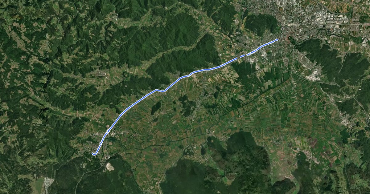 Маршрут D1: Ljubljana -> Vrhnika на спутниковом снимке