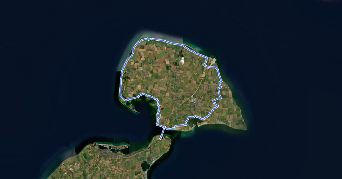 Маршрут D2 Ostseeküsten-Radweg - Abschnitt Fehmarn на спутниковом снимке