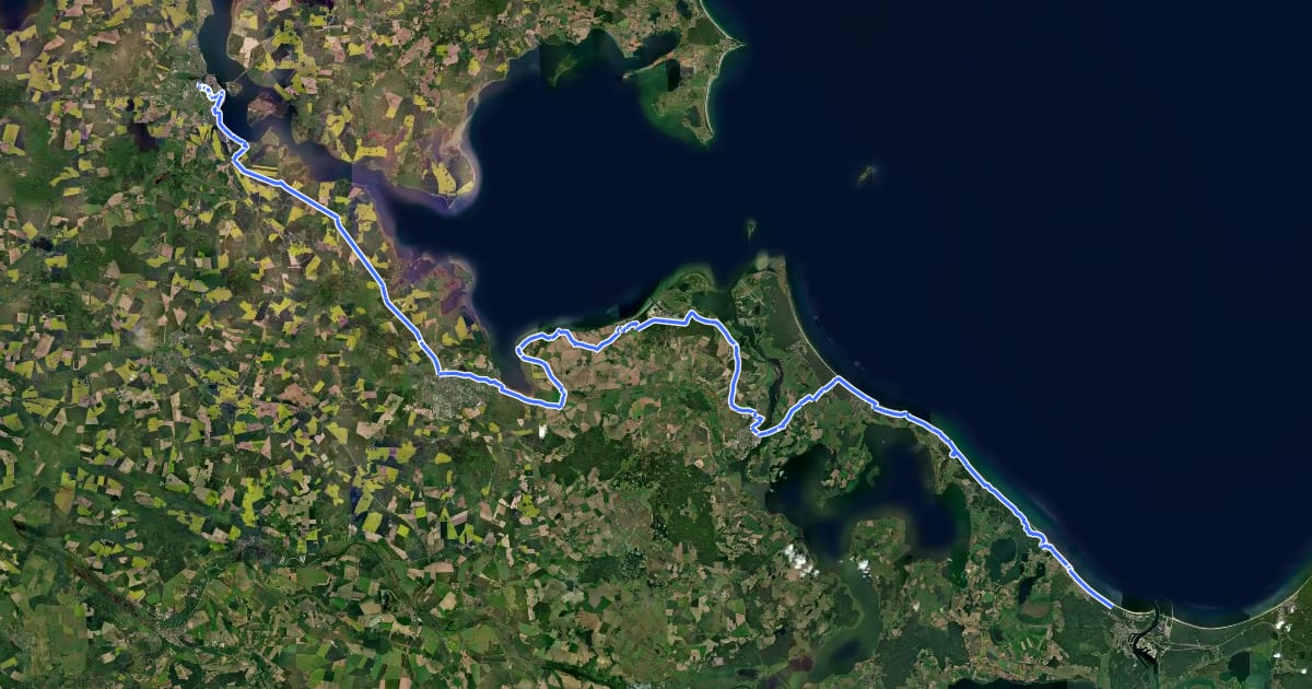 Маршрут D2 Ostseeküsten-Radweg - Abschnitt MV-Nordost на спутниковом снимке