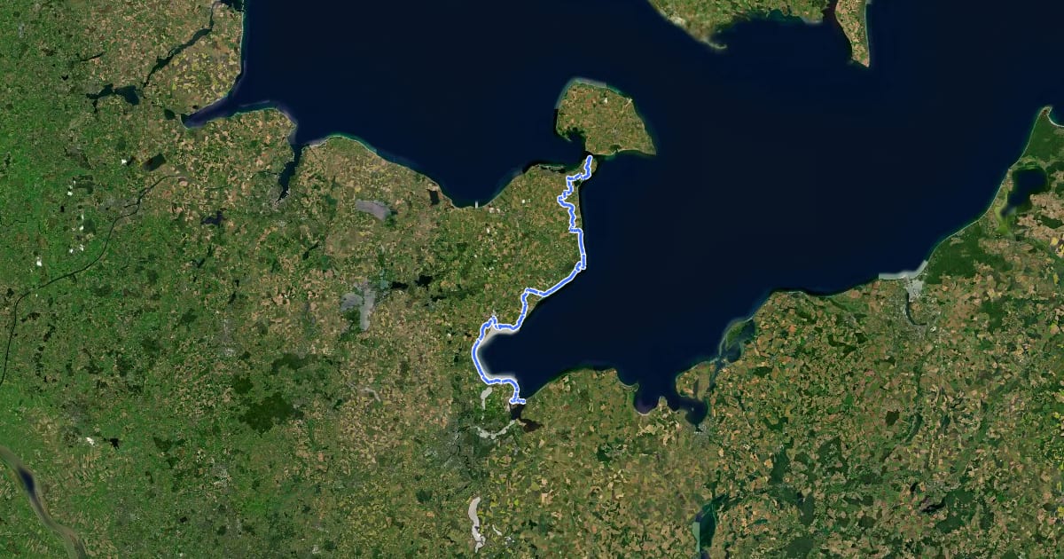 Маршрут D2 Ostseeküsten-Radweg - Abschnitt SH-Südost на спутниковом снимке
