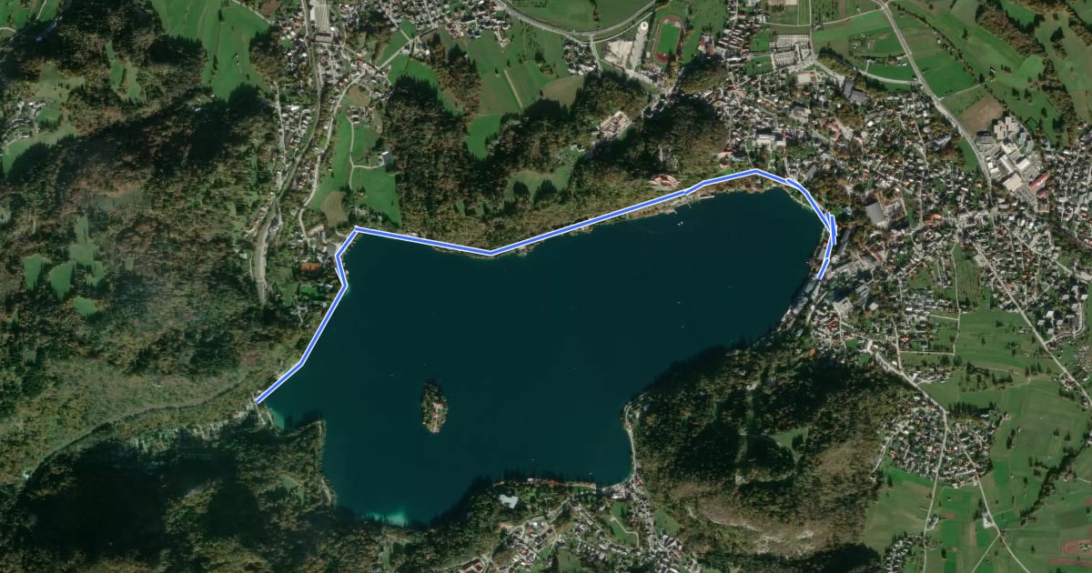 Маршрут D2 (Variant: Lake Bled North Shore ) на спутниковом снимке
