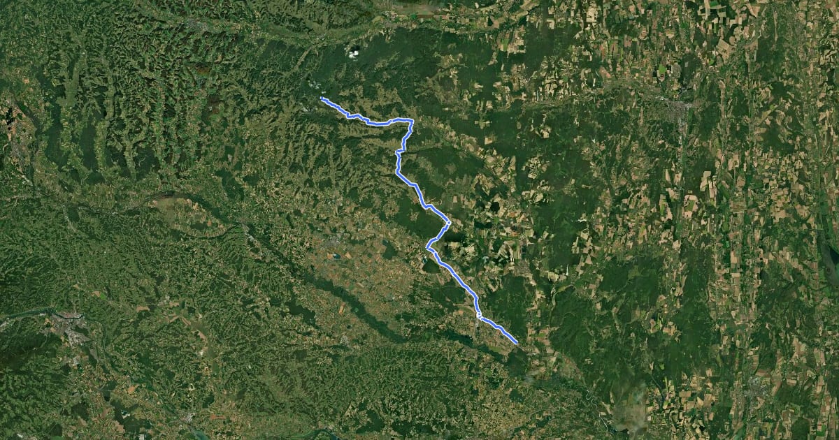 Маршрут D5 (Martinje-Šalovci-Dobrovnik-Lendava-Pince) на спутниковом снимке