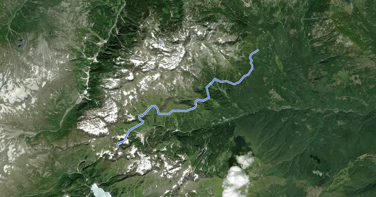 Маршрут D98 - Pragio bivio D00 - Passo della Preja на спутниковом снимке