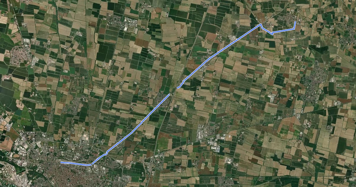 Маршрут Da Cremona a Grontardo на спутниковом снимке