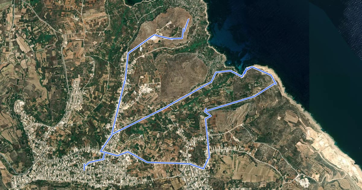 Маршрут Daħlet Qorrot Walk на спутниковом снимке