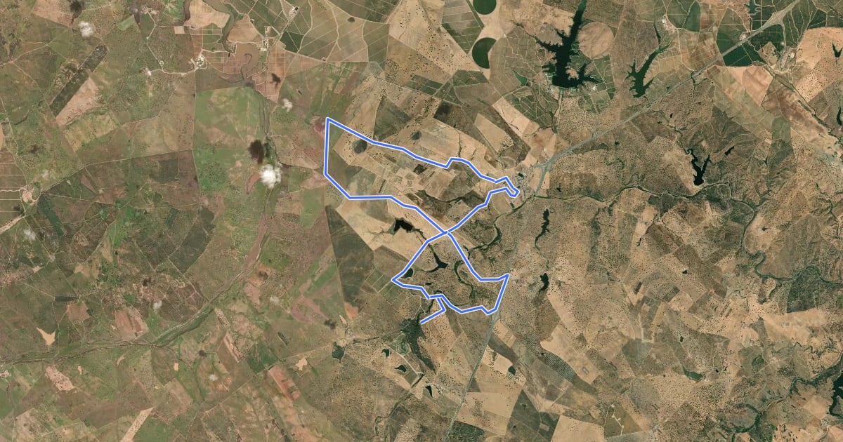 Маршрут Da planície à Ribeira de Terges на спутниковом снимке