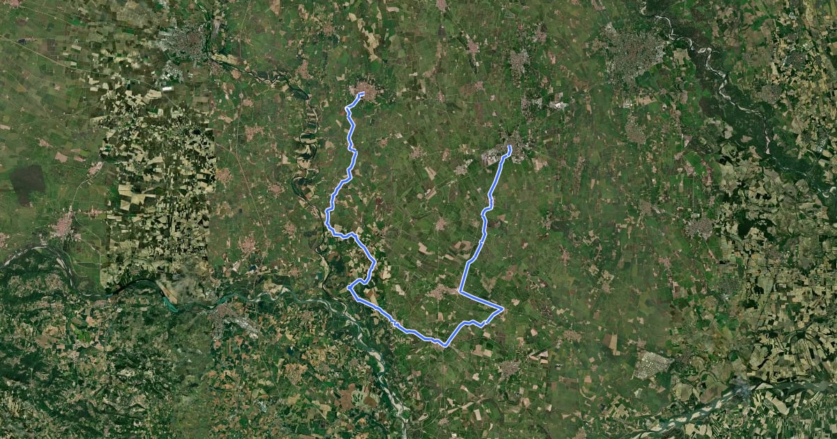 Маршрут Da Robbio a Mortara 58 km на спутниковом снимке