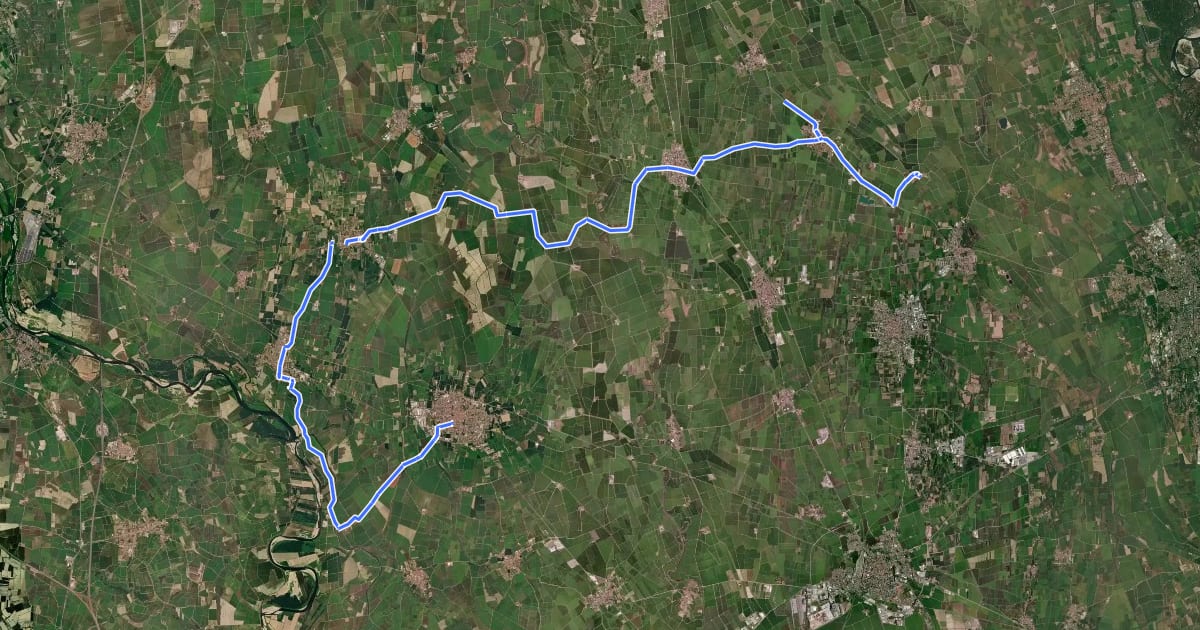 Маршрут da Vigevano a Robbio 56 km на спутниковом снимке